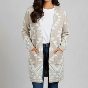 Frye Beige Geometric Cardigan